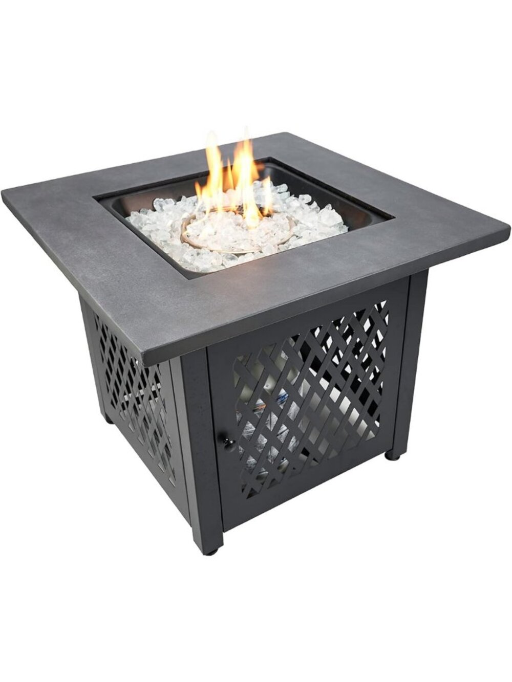 30-Inch Square Outdoor Fire Pit Table - 50,000 BTU, UV Printed, Faux Concrete